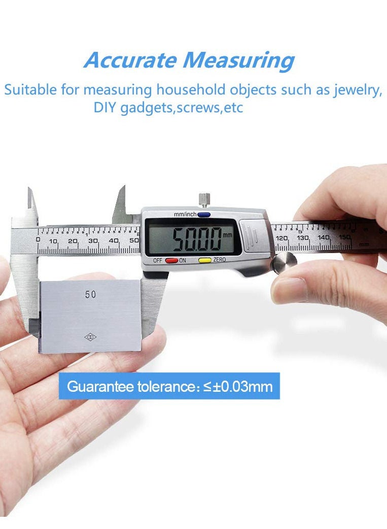 Digital Caliper 6 Inch 150mm Measuring Tool, Electronic Micrometer Vernier Calipers, Accurate Measurement, 0.01mm Resolution Stainless Steel Large LCD Screen Measuring device  - Image 5