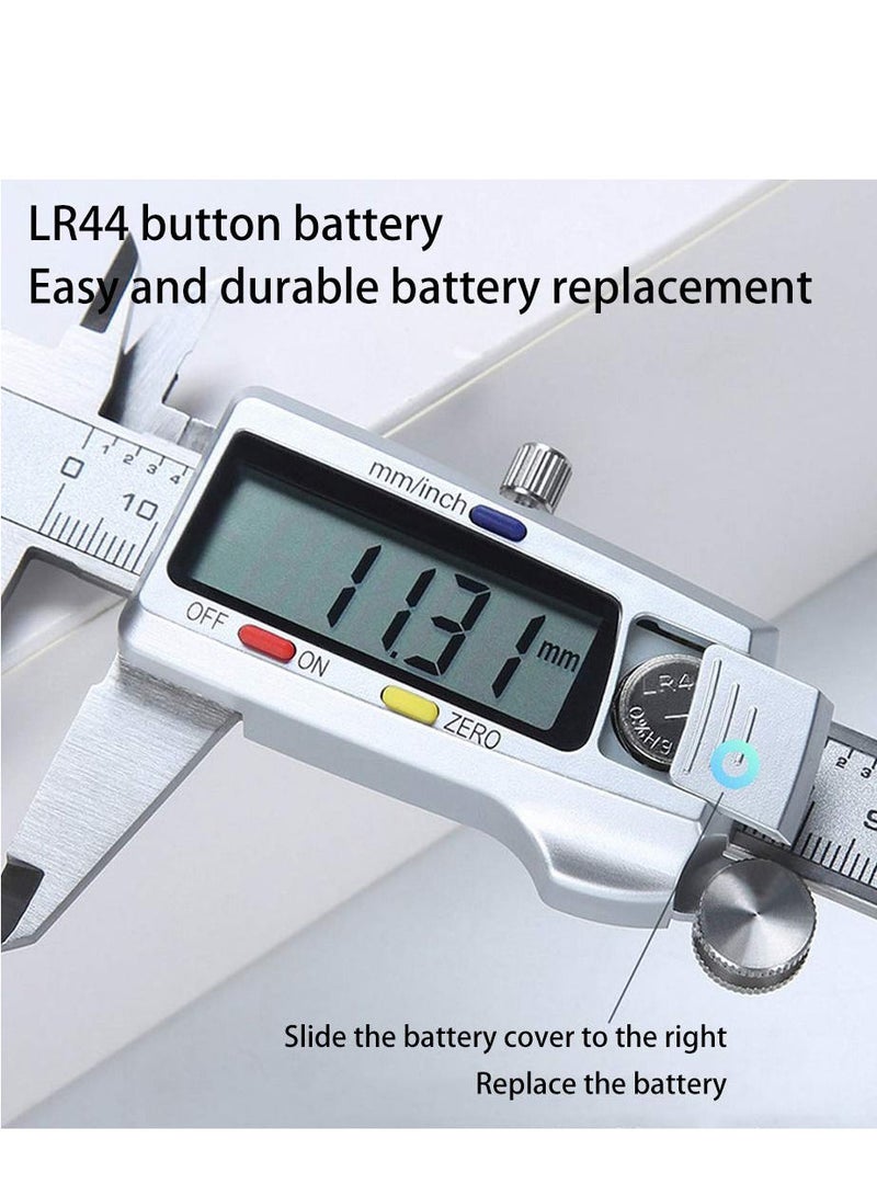 Digital Caliper 6 Inch 150mm Measuring Tool, Electronic Micrometer Vernier Calipers, Accurate Measurement, 0.01mm Resolution Stainless Steel Large LCD Screen Measuring device