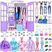 VLUSSO 92Pcs Doll Clothes and Accessories with Closet for 115 Inch Doll Fashion Design Kit Girl Dress Up Including Fashion Dress Outfits Tops and Pants Shoes Hangers Bags Necklaces Girls Toy Gifts - Image 4