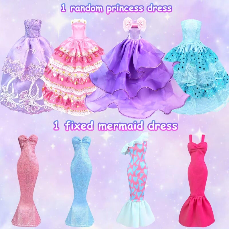 VLUSSO 92Pcs Doll Clothes and Accessories with Closet for 115 Inch Doll Fashion Design Kit Girl Dress Up Including Fashion Dress Outfits Tops and Pants Shoes Hangers Bags Necklaces Girls Toy Gifts - Image 3