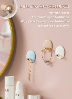 NIBEMINENT Self Adhesive Wall Hooks for Hanging Keys Towels Purses Hats Caps Scarves, Decorative Hook, Sticky Bathroom Door Kitchen Shower Room Entryway Organizer (White Pink Blue Green, 4PCS)  - Image 2