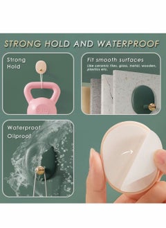 NIBEMINENT Self Adhesive Wall Hooks for Hanging Keys Towels Purses Hats Caps Scarves, Decorative Hook, Sticky Bathroom Door Kitchen Shower Room Entryway Organizer (White Pink Blue Green, 4PCS)  - Image 5