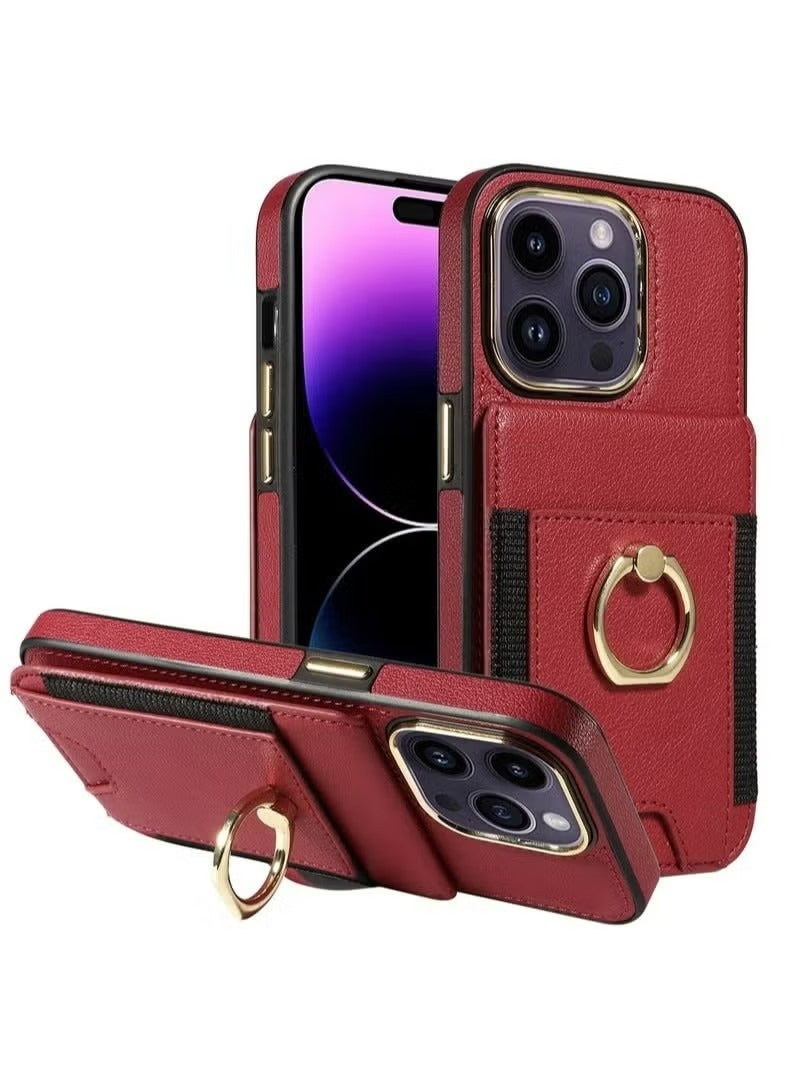 X-level iPhone 15 Pro Case Wallet With Credit Card Cover With Flip Premium Leather Phone Ring Stand Holder Kickstand Heavy Duty Protective Cover Accessories Protection For iPhone iPhone 15 Pro  - Image 1