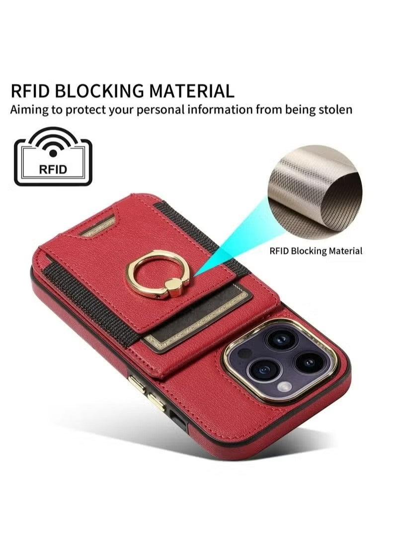 X-level iPhone 15 Pro Case Wallet With Credit Card Cover With Flip Premium Leather Phone Ring Stand Holder Kickstand Heavy Duty Protective Cover Accessories Protection For iPhone iPhone 15 Pro  - Image 5