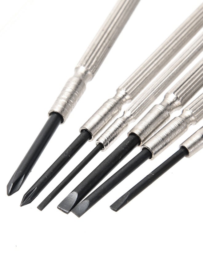 لوازم طقم مفكات براغي دقيقة مكون من 6 قطع - مفكات صغيرة برؤوس مسطحة وفيليبس بمقابض محكمة وأغطية دوّارة - مثالي لتصليح النظارات والساعات والهواتف والأجهزة الإلكترونية - Image 5