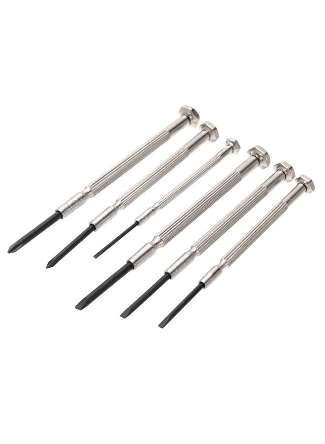 لوازم طقم مفكات براغي دقيقة مكون من 6 قطع - مفكات صغيرة برؤوس مسطحة وفيليبس بمقابض محكمة وأغطية دوّارة - مثالي لتصليح النظارات والساعات والهواتف والأجهزة الإلكترونية - Image 2