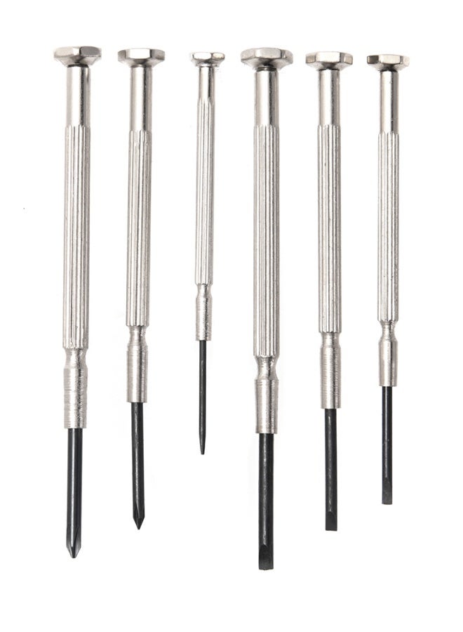 لوازم طقم مفكات براغي دقيقة مكون من 6 قطع - مفكات صغيرة برؤوس مسطحة وفيليبس بمقابض محكمة وأغطية دوّارة - مثالي لتصليح النظارات والساعات والهواتف والأجهزة الإلكترونية - Image 3