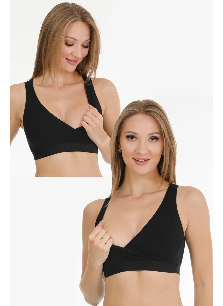 بار لانجري Nursing Sports Bustier Set of 2 Black-Black