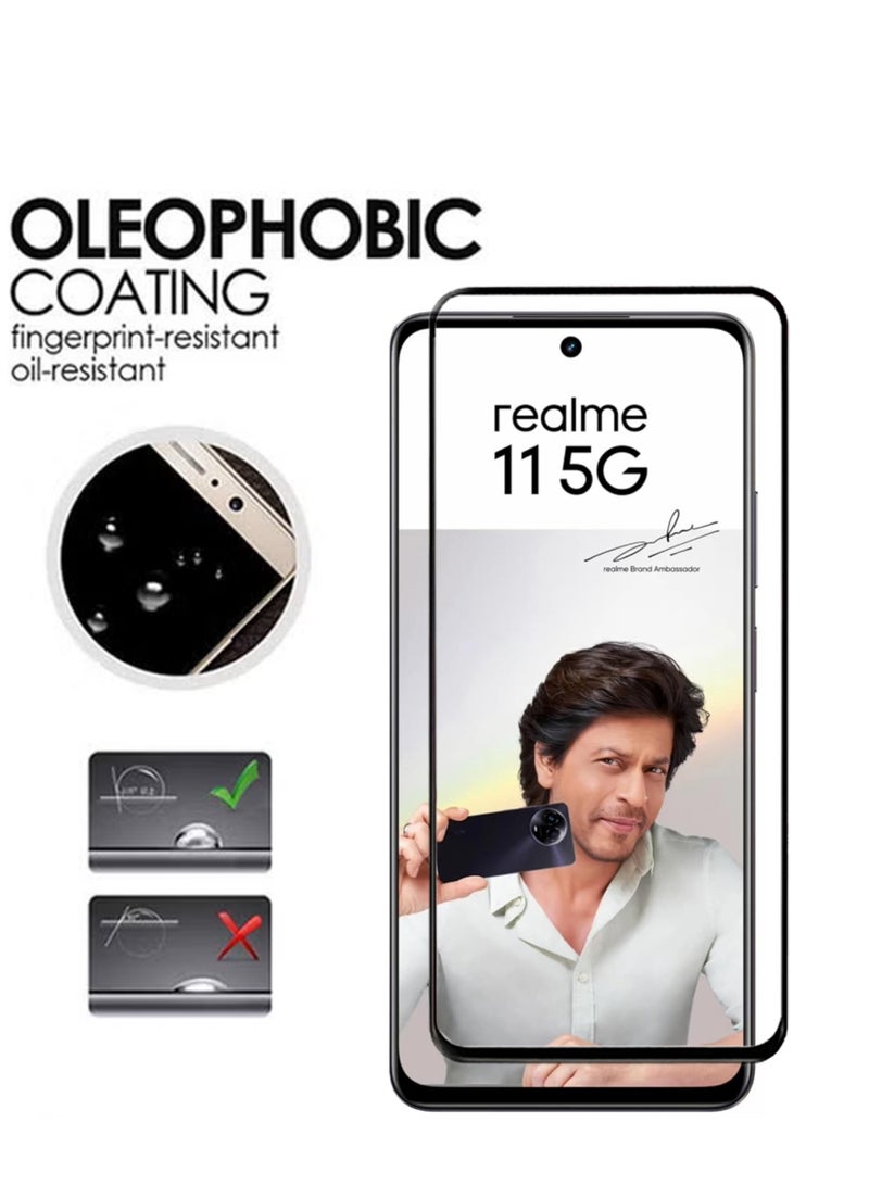 Tempered Glass Screen Protector For Realme 11 5G - Black - Image 4