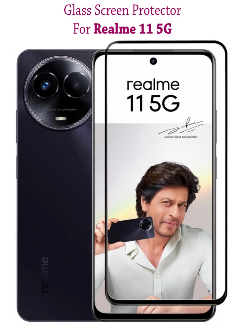 Tempered Glass Screen Protector For Realme 11 5G - Black - Image 1