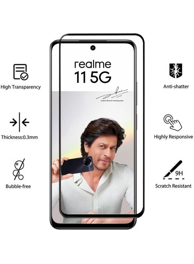 Tempered Glass Screen Protector For Realme 11 5G - Black - Image 2