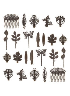 Lawie Lawie 24 Pack Vintage Retro Boho Decorative Metal Hair Clips Barrettes Butterfly Flower Leaf Feather Duckbill Alligator Hairpins Bobby Pins Comb Wedding Bridal Accessories for Women  - Image 1