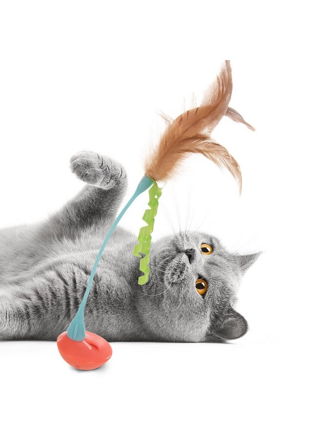 Petlinks Tippy Teaser Self Righting Rocking Feather Cat Toy  Blue/Orange, One Size - Image 4