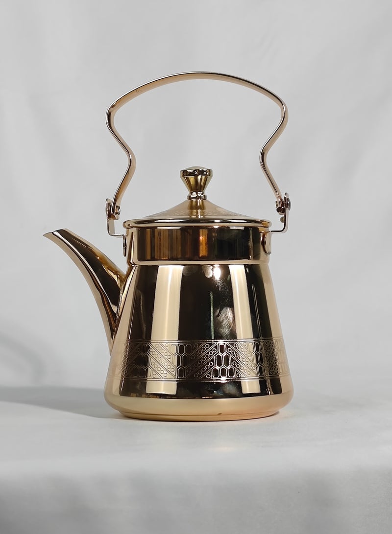 HTH 1-Piece Food Grad Stainless Steel Arabic Style Teapot Luxury Engraved Design Tea Kettle with Attached Lid and Ergonomic Handle 0.7 L/0.9 L/1.2 L  - Image 1