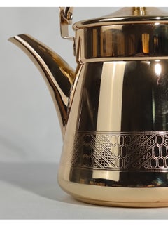 HTH 1-Piece Food Grad Stainless Steel Arabic Style Teapot Luxury Engraved Design Tea Kettle with Attached Lid and Ergonomic Handle 0.7 L/0.9 L/1.2 L  - Image 5