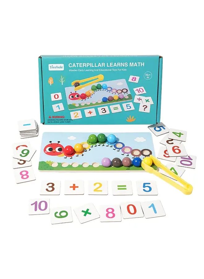 Wooden Caterpillar Bead Puzzle Color Number Sorting Game Educational Toy Fine Motor Skills - Image 2
