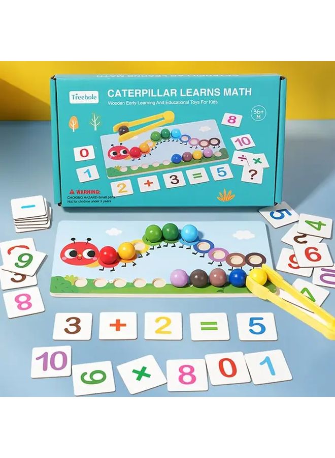 Wooden Caterpillar Bead Puzzle Color Number Sorting Game Educational Toy Fine Motor Skills - Image 5