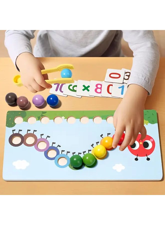Wooden Caterpillar Bead Puzzle Color Number Sorting Game Educational Toy Fine Motor Skills - Image 4