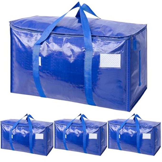 TICONN 4 Pack Extra Large Moving Bags Heavy Duty with Zippers & Carrying Handles, Durable Storage Bags Moving Boxes for Closet Organizers and Storage (4 Pack, Cream) - Image 1
