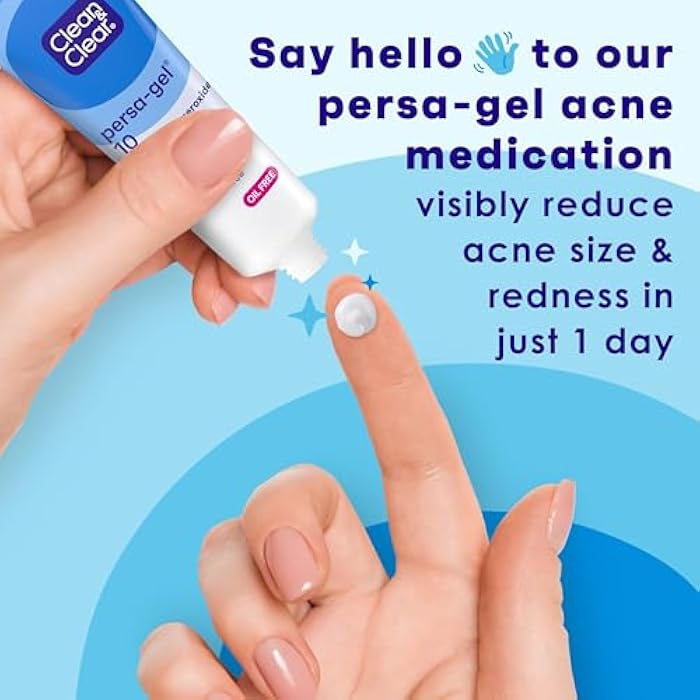Clean & Clear Persa-Gel 10 Oil-Free Acne Spot Treatment with Maximum Strength 10% Benzoyl Peroxide, Topical Pimple Cream & Gel Medication for Face, Fragrance-Free, 1 fl. oz, 1 Pack - Image 2