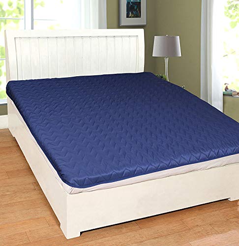 Homespun Quilted Triple Layered 100% Waterproof King Size Double Bed Mattress Protector, Blue Color, 72x78 inches - Image 2