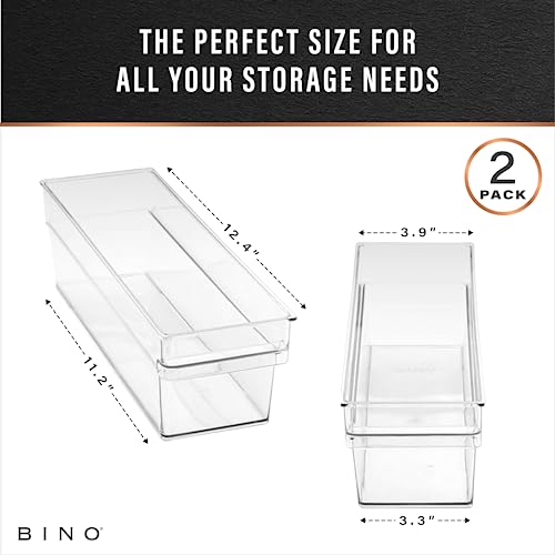 BINO | Plastic Storage Bins, Small - Shallow | THE HANDLER COLLECTION | Multipurpose Organizer Bins | Kitchen Pantry Organizers and Storage | Clear Containers for Organizing Home | Freezer Organizer - Image 3