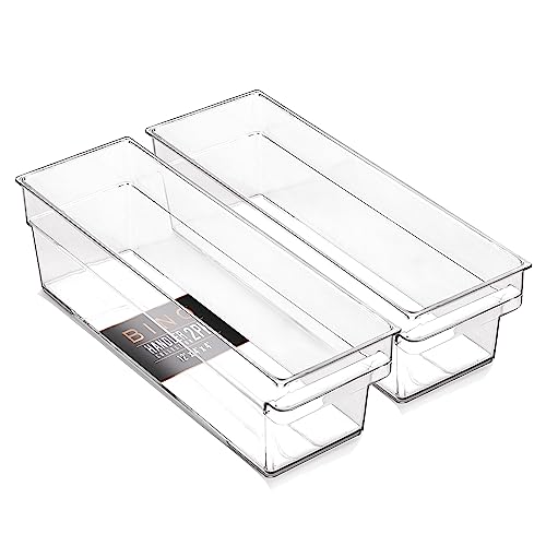 BINO | Plastic Storage Bins, Small - Shallow | THE HANDLER COLLECTION | Multipurpose Organizer Bins | Kitchen Pantry Organizers and Storage | Clear Containers for Organizing Home | Freezer Organizer - Image 1