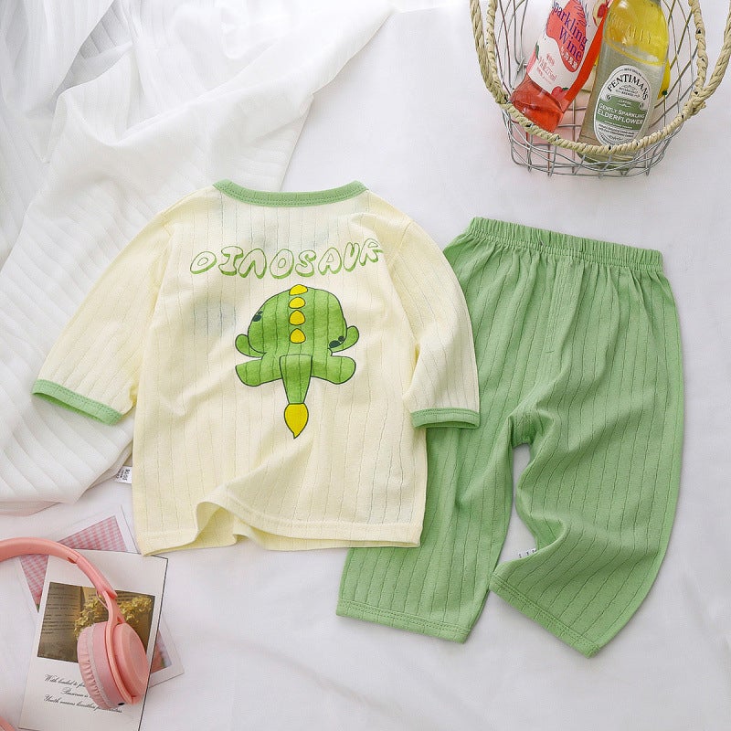 Children'S Home Clothes Set Pure Cotton Baby Pajamas Boys Home Clothes Girls Air-Conditioned Clothes Children'S Clothes - Image 4