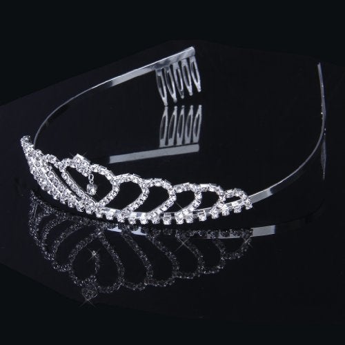 ReNext Stylish Rhinestones Princess Crown Headband Hair Clip Tiara Wedding Bride Pin - Image 2
