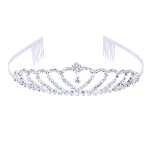 ReNext Stylish Rhinestones Princess Crown Headband Hair Clip Tiara Wedding Bride Pin - Image 1