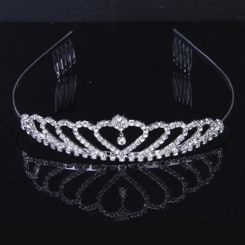 ReNext Stylish Rhinestones Princess Crown Headband Hair Clip Tiara Wedding Bride Pin - Image 3