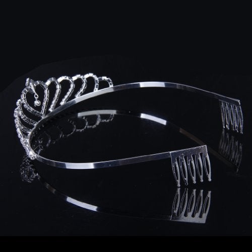 ReNext Stylish Rhinestones Princess Crown Headband Hair Clip Tiara Wedding Bride Pin - Image 4