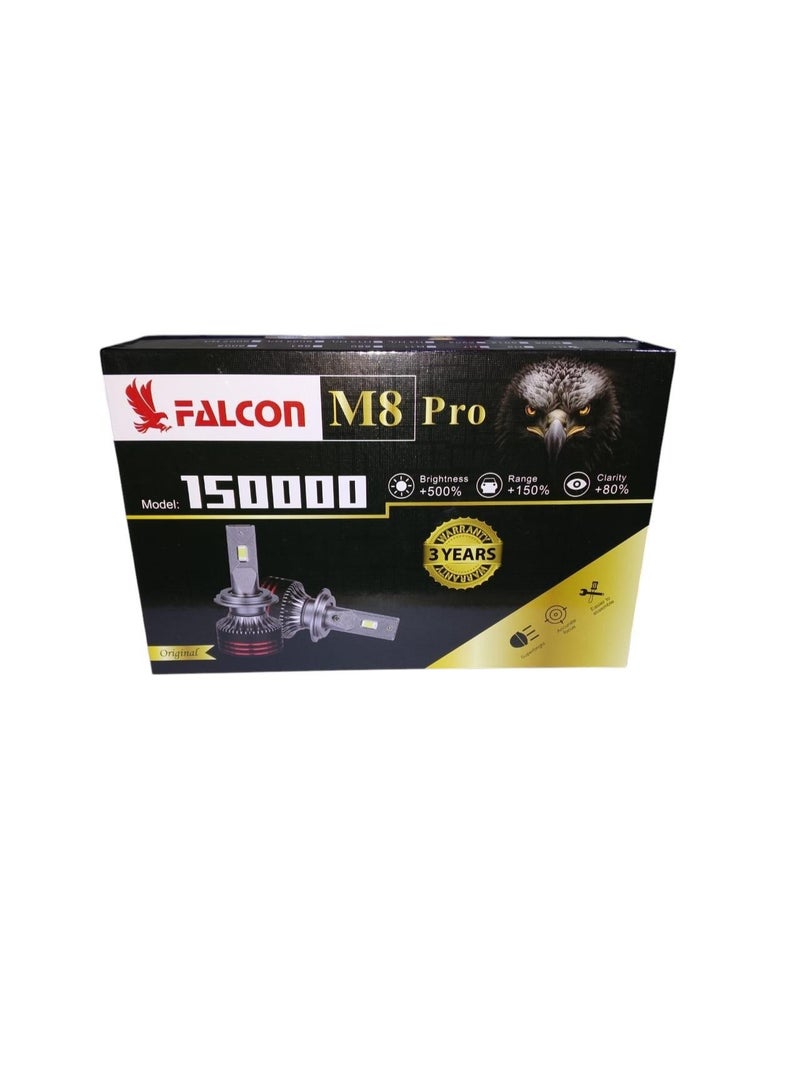 فالكون مجموعة مصابيح أمامية للسيارة LED من Falcon H7 M8 PRO 5500 لومن 60 واط 500% سطوع - Image 1