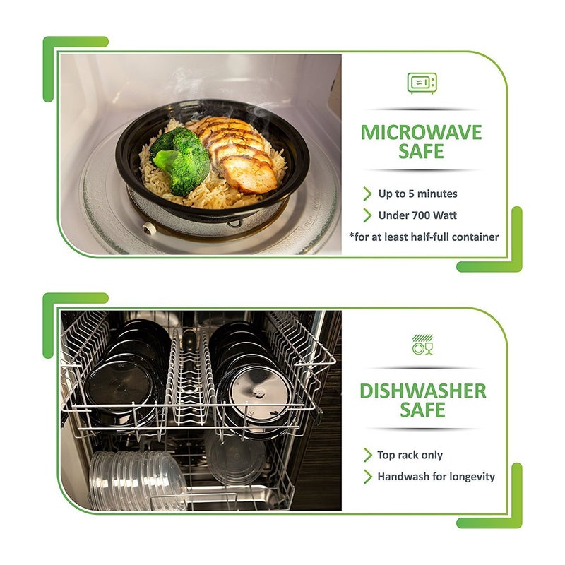 Prep Naturals Meal Prep Containers - Dishwasher-Safe Plastic Bowls with Lids - Freezer & Microwave-Safe Food Storage Containers with Lids - Portion-Control Meal Prep Bowls - 30 Pack, 24 Oz, Black - Image 4