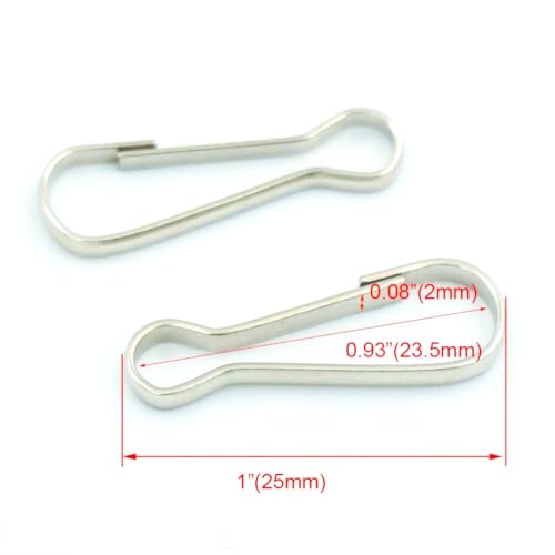 BeeSpring 100 Pcs Metal Spring Hooks 1" 25mm Purse Pulis Snap Clip for Lanyard Zipper Pull ID Card Key Chain Findings (Silver) - Image 2