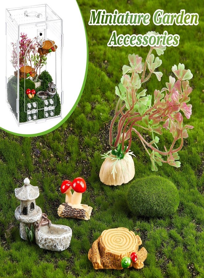 BrightRow Jumping Spider Enclosure with Habitat Mini Figurines Set Acrylic Terrarium Habitat Mini Jumping Spider House Decorations for Tarantulas Snail Mantis Small Reptiles(Side Door) - Image 5