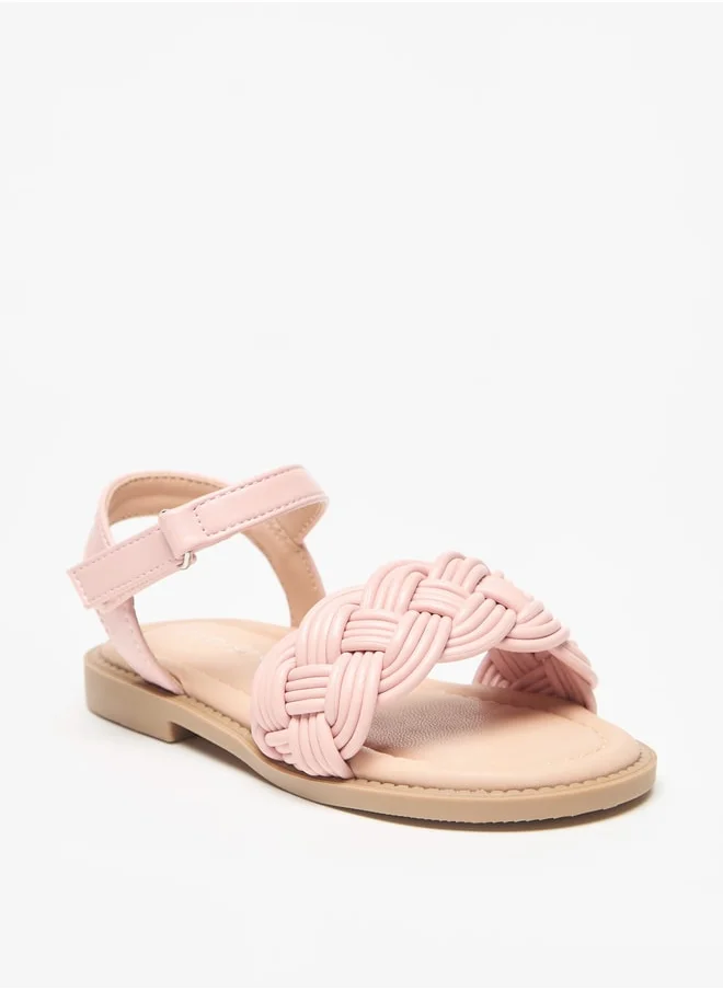 JUNIORS Girls Textured Sandals With Hook And Loop Closure