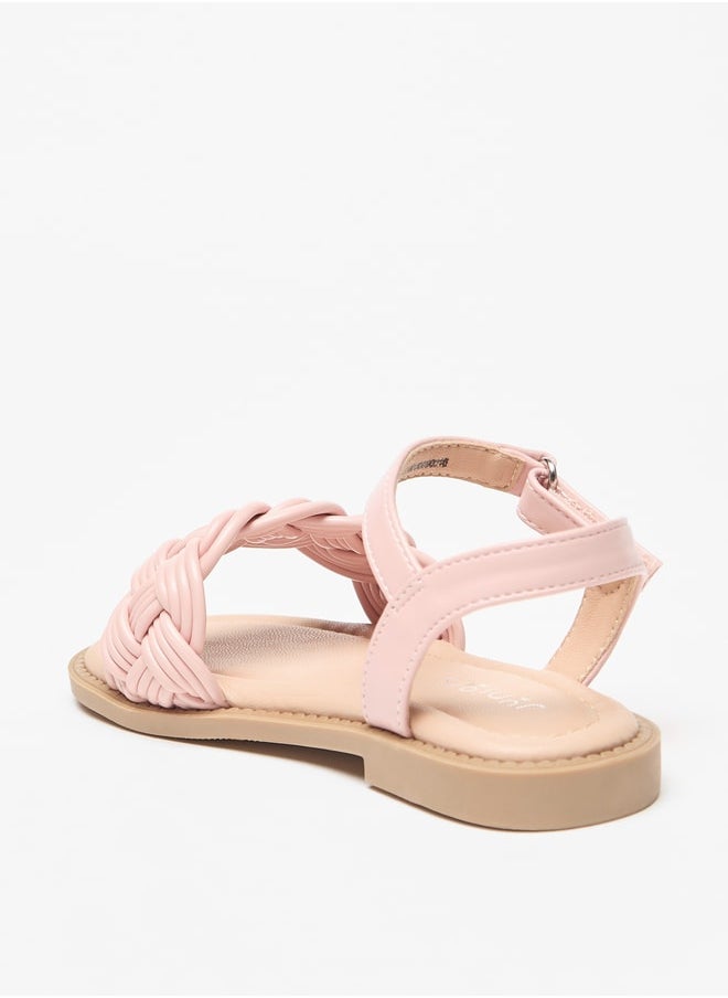 JUNIORS Girls Textured Sandals With Hook And Loop Closure  - Image 2