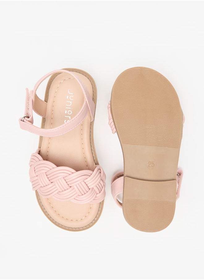 JUNIORS Girls Textured Sandals With Hook And Loop Closure  - Image 4