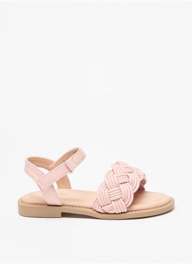 JUNIORS Girls Textured Sandals With Hook And Loop Closure  - Image 3