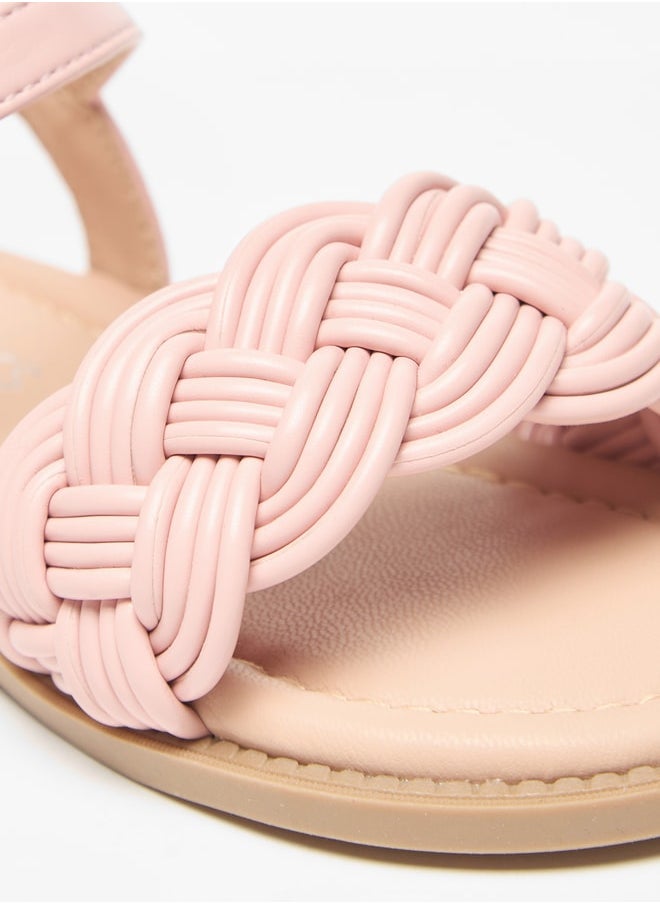 JUNIORS Girls Textured Sandals With Hook And Loop Closure  - Image 5