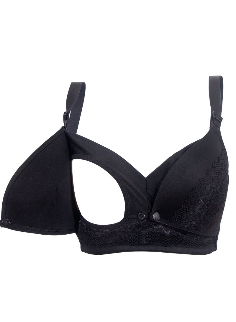 أوكوس حمالة صدر للحوامل والمرضعات كاملة الكوب أسود مقاس  كبير - Image 5