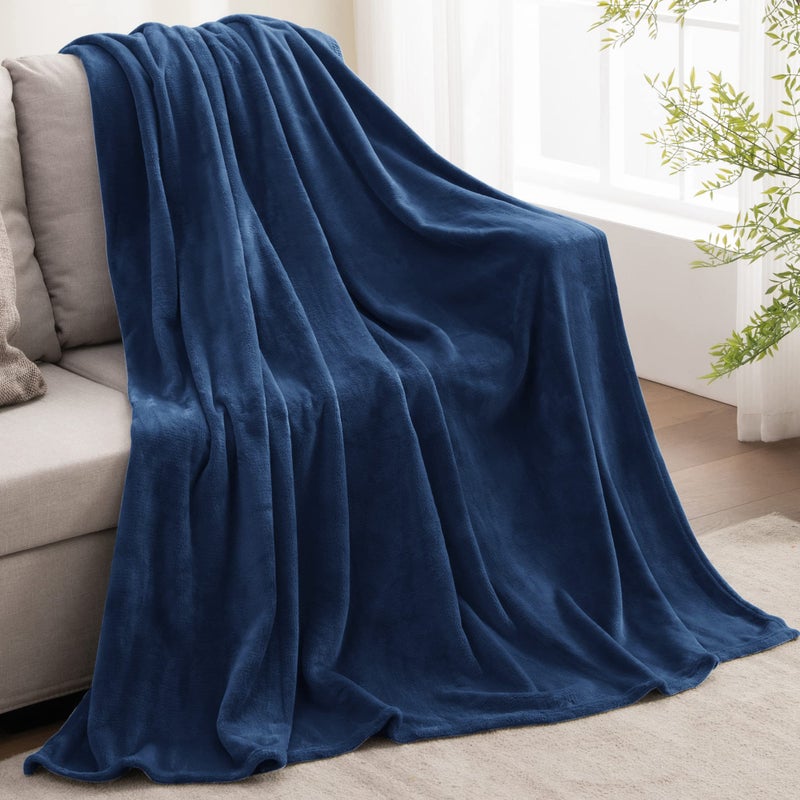 BEDELITE Fleece Blanket Navy Blue Throw Blankets for Couch & Bed, Luxury Plush Cozy Fuzzy Blanket 50" x 60", Super Soft Warm Lightweight Throw Blanket for Travel Camping - Image 5