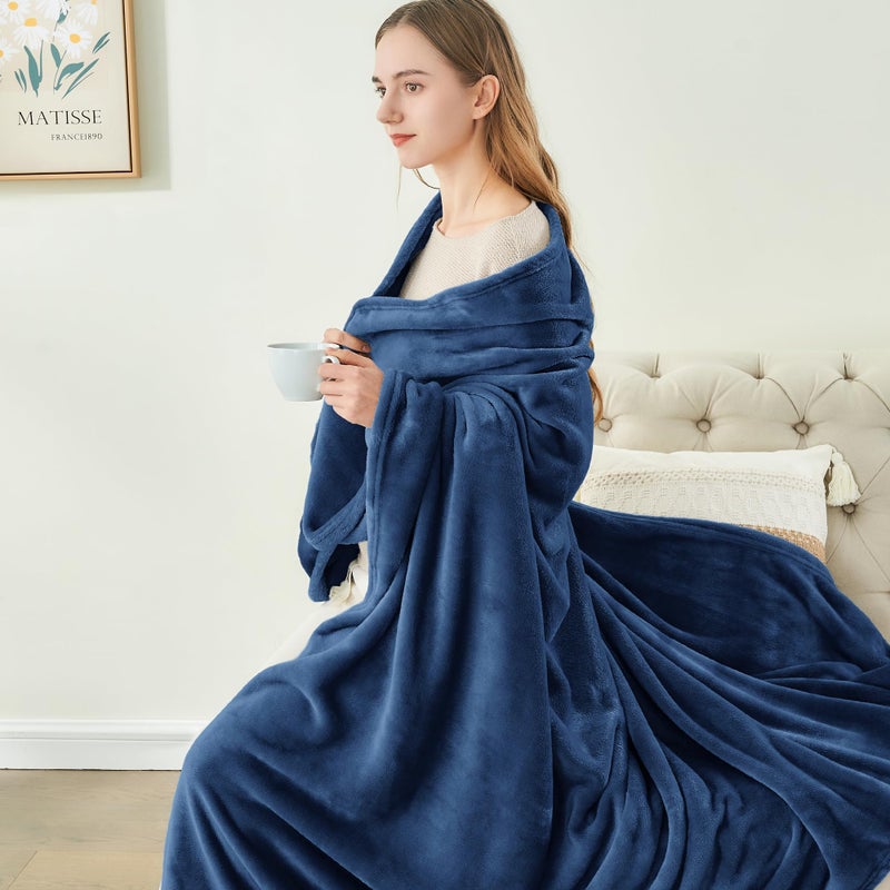 BEDELITE Fleece Blanket Navy Blue Throw Blankets for Couch & Bed, Luxury Plush Cozy Fuzzy Blanket 50" x 60", Super Soft Warm Lightweight Throw Blanket for Travel Camping - Image 4