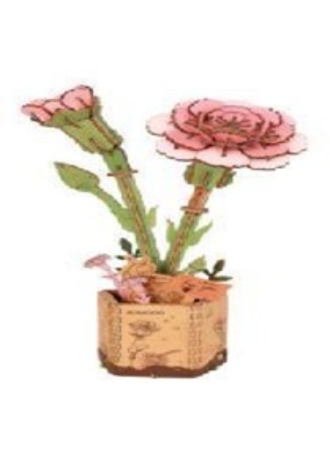 Miniso MINISO Robotime Building Blocks Pink Carnation, Creative and Fun DIY Building Kit, Ideal for Home Décor, Gifts, and Stress Relief 
