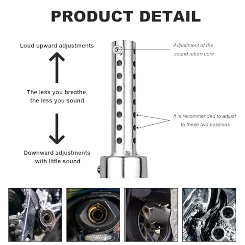 Wevdn Motorcycle Exhaust Silencer, Stainless Steel Motorcycle Exhaust Muffler Insert, Exhaust Muffler Assembly Turbo Sound Muffler for Motorbike, Universal Motorcycle Accessories (60mm) - Image 3