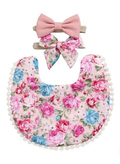 Bambimici -Angelica Baby Bib  and Headband - Floral Pink