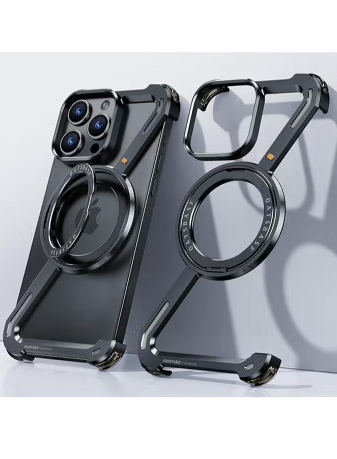 iPhone 16 Pro Max Case with 360° Rotating Kickstand Bumper Z Case | Shockproof, MagSafe Compatible, Metal Slim Protective Shell Suitable for Black Titanium  - Image 2