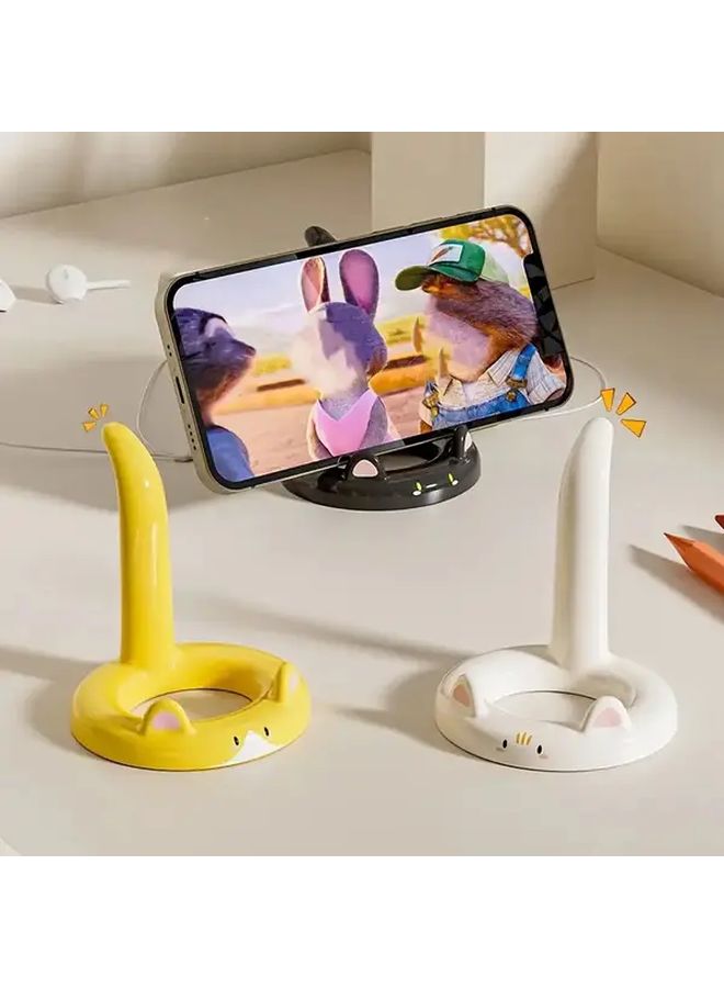 White Adjustable Angle Cartoon Cat Phone Stand Portable Desktop Holder - Image 2