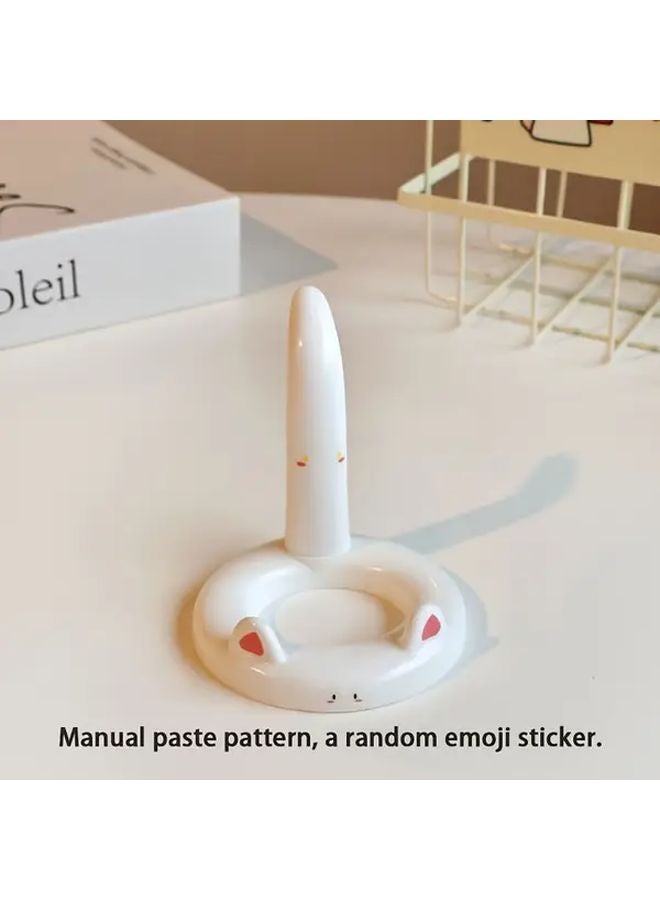 White Adjustable Angle Cartoon Cat Phone Stand Portable Desktop Holder - Image 1